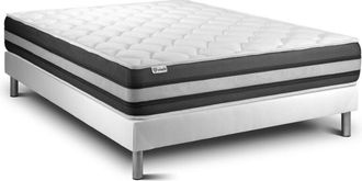 VITALIT Vitalit - Base Tapizada Blanco + Colch&oacute;n Con Muelles Y Viscoel&aacute;stica 160 X 200