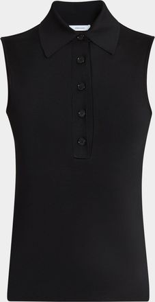 Ferragamo Sleeveless Viscose Knit Polo Top
