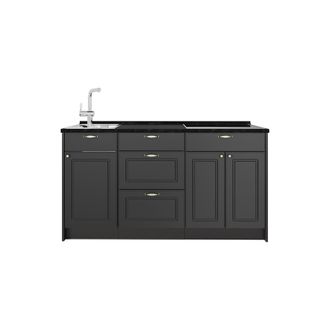 Vicco Bloque De Cocina Fame-line, Antracita-oro Landhaus, 150 Cm, Et Antracita, Vicco