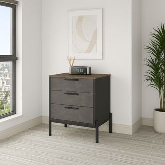 Dmora Aparador Butchoy, Alacena 3 Cajones, Apertura Y Cierre Correderos, 54x45x70h Cm Marr&oacute;n