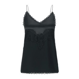 Riani Viscose en zijden top met kanten rand - Dames - Tops zonder mouwen - Zwart - L - Satijn - Tops