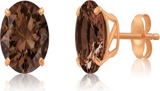 MAX + STONE 14k Yellow or White Gold 9mm Round Large Gemstone Stud Earrings