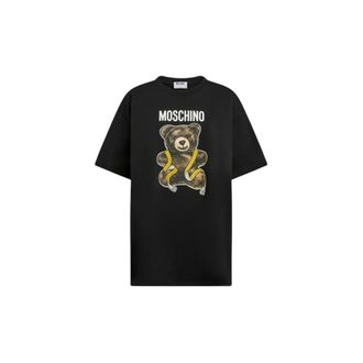 Moschino Teddy Bear Cotton Jersey T-Shirt - female - Moschino - T-Shirts - Black - 2XS - Tops