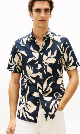 Tommy Hilfiger Mens Short Sleeve Shirt in Dark Blue Cotton - Size X-Large