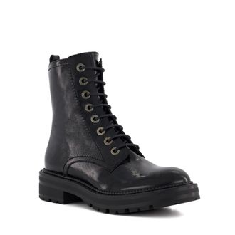 Dune London Womens Ladies Press - Cleated-Sole Hiker Boots - Black Leather (archived) - Size UK 3