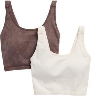 90 Degree by Reflex 2-Pack Alamo Stonewash Ribbed Seamless Sports Bras in Shopping Bag/Sugar Swizzle at Nordstrom Rack, Size X-Large