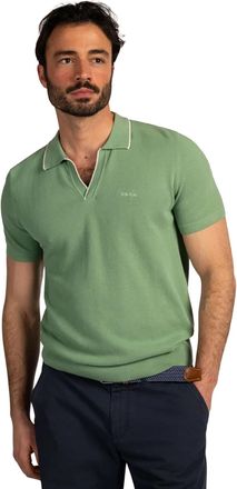 N-Z-A- NEW ZEALAND AUCKLAND V-hals poloshirt New Zealand groen wit rand boord