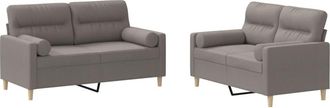 vidaXL Vidaxl - Juego De Sof&aacute;s Con Cojines 2 Piezas Tela Gris Taupe