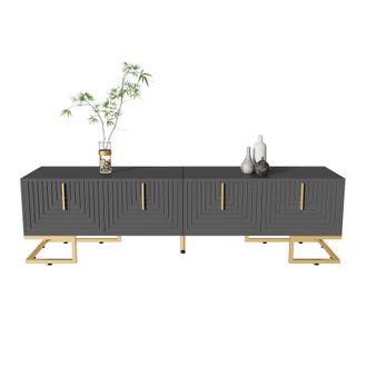 STILVORA Mueble Tv Con 4 Puertas Y Estantes Integrados, Bisagras Amortiguadas, Patas Ajustables, 170&times;40&times;45,5 Cm, De Aglomerado, Gris
