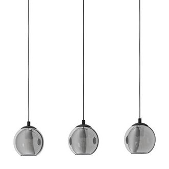 Eglo Eglo Lampada A Sospensione Ariscani, Luce A Grappolo Con 3 Luci Da Sala Da Pranzo, Metallo In Nero E Vetro Fumo In Nero-trasparente, Illuminazione Da 