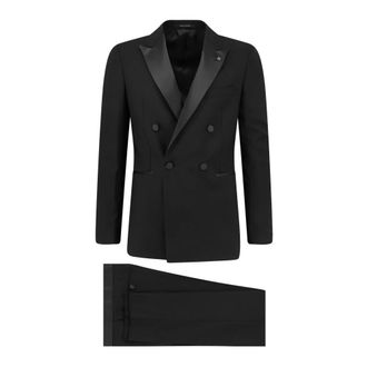 Tagliatore Double Breasted Suits, male, Black, Size: 2XL Diona Double-Breasted Suit