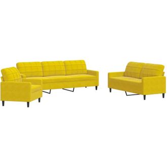 vidaXL Juego De Sof&aacute;s Con Cojines 3 Piezas Terciopelo Amarillo Vidaxl