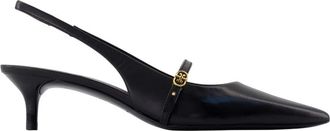 Tory Burch Double T Buckle Mary Jane Slingback - Dames - Pumps - Zwart - 40 EU - Leer - Schoenen