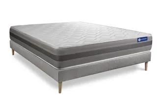Actisom Somier gris + colch&oacute;n con espuma viscoel&aacute;stica 120 x 190