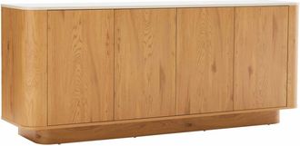 Oviala Aparador efecto madera con 4 puertas, 180 cm de ancho, madera clara