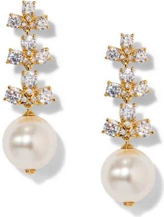 Nadri Faux Pearl & Cubic Zirconia Drop Earrings in Gold at Nordstrom