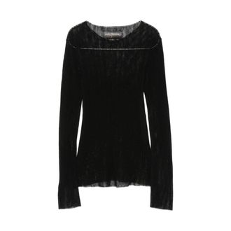 Cortana Top de punto con cuello redondo y malla - Knitwear - Mujer - Negro - XS