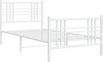 vidaXL Metal Bed Frame without Mattress with Footboard White 107x203cm Vidaxl