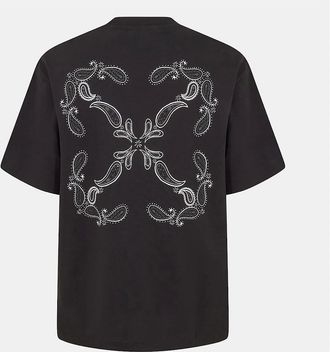 Off-white Mens Bandana Crew Neck Short Sleeve T-Shirt - Black/Multi - Size: 38