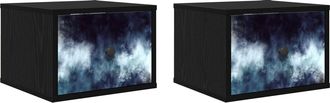 vidaXL Mesita De Noche De Pared Raalte 2 Uds. Roble Negro Vidaxl