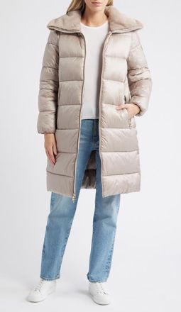 BCBGeneration Missy Nylon Puffer Coat in Champagne at Nordstrom, Size X-Large