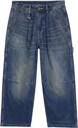R13 Cropped Wide Leg Carpenter Jean - Dames - Loose Fit Jeans - Blauw - W26 - Katoen - Jeans