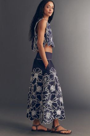 Farm Rio Flowers Richelieu Midi Skirt