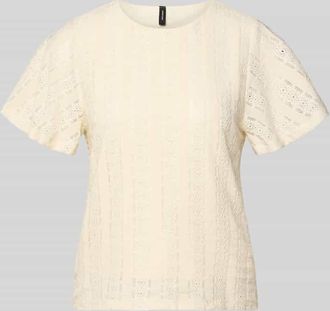 Vero Moda Kurzarmbluse mit Lochstickerei Modell CASSANDRA in Offwhite, Gr&ouml;&szlig;e XL