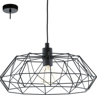 Eglo Lampadario A Sospensione Vintage Carlton 2 Acciaio Nero 1 Luce E27