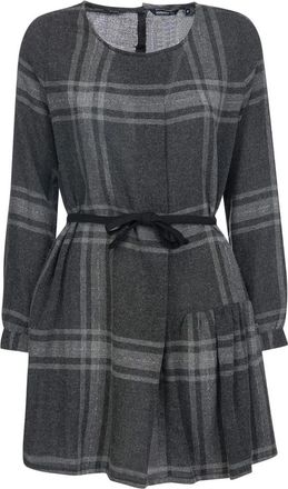 Woolrich Jurk met U-hals en Print - Dames - Korte kleedjes - Grijs - XS - Wol - Kleedjes