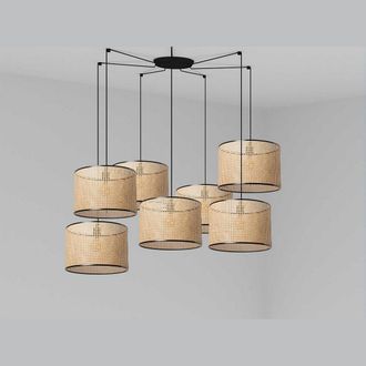 Faro Barcelona Faro Mambo Suspensi&oacute;n Suspensi&oacute;n Suspensi&oacute;n Negro, Rattan &Oslash;450 7 Luces