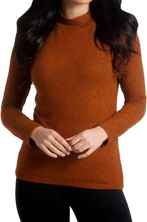French Kyss Supersoft Mock Neck Pullover In Spice
