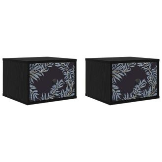 vidaXL Mesita De Noche De Pared Dokkum 2 Uds. Roble Negro Vidaxl