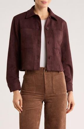 T Tahari Crop Faux Suede Jacket in Black Coffee at Nordstrom Rack, Size X-Large