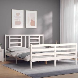 Berkfield Home Beautiful Bed Frame with Headboard White 160x200 cm Solid Wood