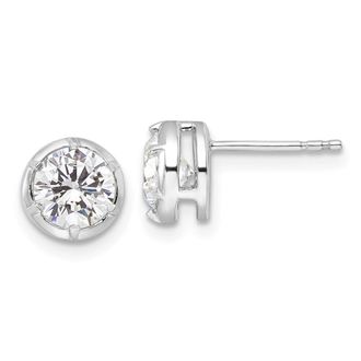 Diamond2Deal 14k White Gold 1 1/2 ct Lab Grown Diamond Solitaire Stud Earrings VS Clarity, D-E Color