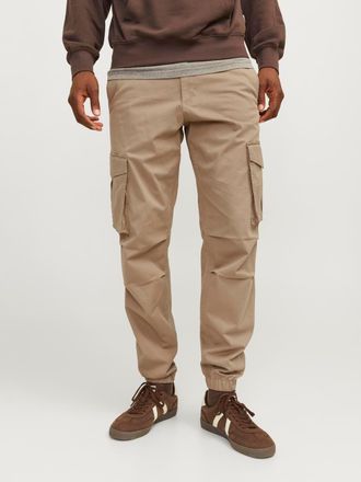 Jack & Jones Cargohose JACK & JONES JPSTKANE NOAH CUFFED CARGO NOOS, Herren, Gr. XL, N-Gr, elmwood, Web, Obermaterial: 98% Baumwolle, 2% Elasthan, unifarben, relax