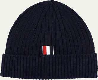 Thom Browne Mens Cashmere 4-Bar Beanie Hat