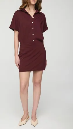 Pistola Denim Blythe Stretch Cotton Mini Shirtdress in Cabernet at Nordstrom, Size X-Small