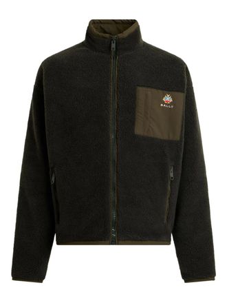 Bally crest-motif zip-up sweatshirt - Green