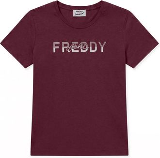 Freddy T-shirt Donna Girocollo in Cotone con Grafica Micro Righe