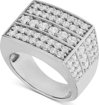 Pompeii3 3 1/4 Ct Diamond Mens Multi-Cluster Wide Ring in White Gold