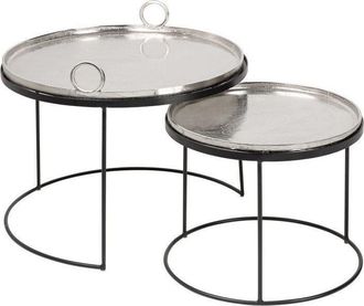 Global Interiors 2er-Set Couchtisch Elements mit abnehmbaren Tabletts - Silber