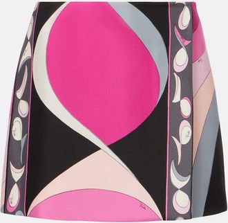 Pucci Minigonna Pesci in twill di seta