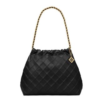 Tory Burch Tory Burch, Shoulder Bags, female, Black, Size: ONE SIZE Diamond Quilted Leather Shoulder Bag