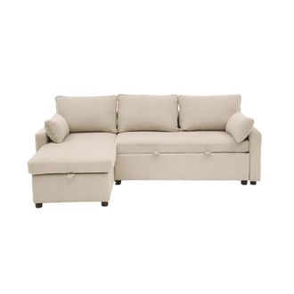 Calicosy Sof&aacute; convertible de 3 plazas de pana con chaise longue l219 cm - beige