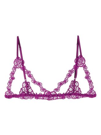 Fleur du Mal Bralette Fleur in pizzo guipure con cut-out - Viola