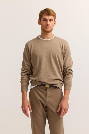 Bugatti Rundhalspullover BUGATTI Regular Fit, Herren, Gr. XXL, 50, beige, Strick, 100% Baumwolle, unifarben, regular fit, Rundhals, Rippb&uuml;ndchen, Pullover Run