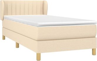 vidaXL Vidaxl - Cama Box Spring Con Colch&oacute;n Tela Color Crema 90x190 Cm
