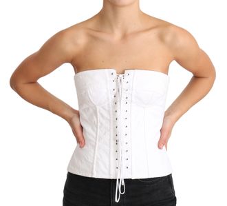 Dolce & Gabbana Witte PALERMO Bustier Katoenen Corset Top